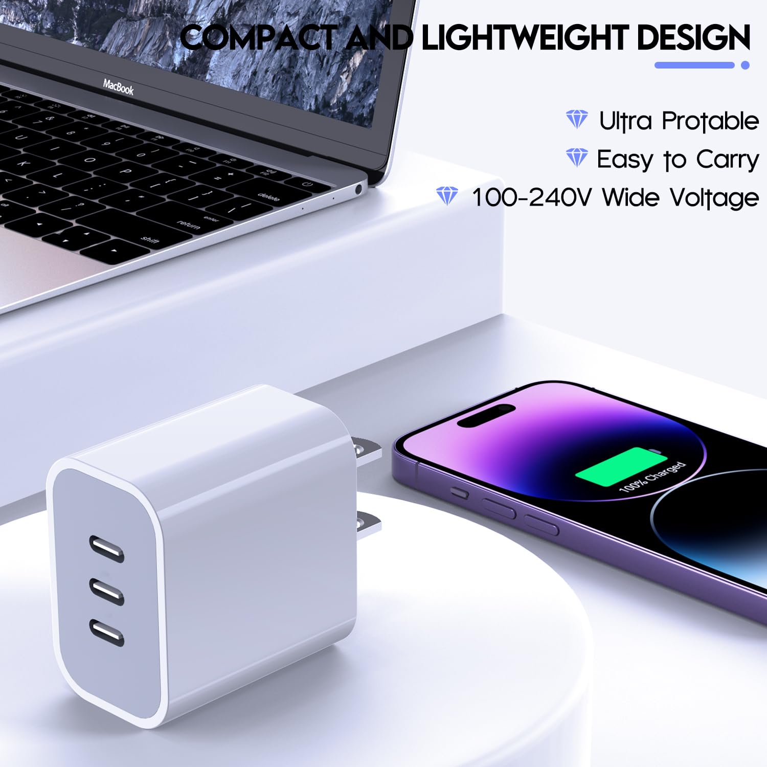 Nuinno fast charging for iPhone up to 50% in about 30 minutes with PD.