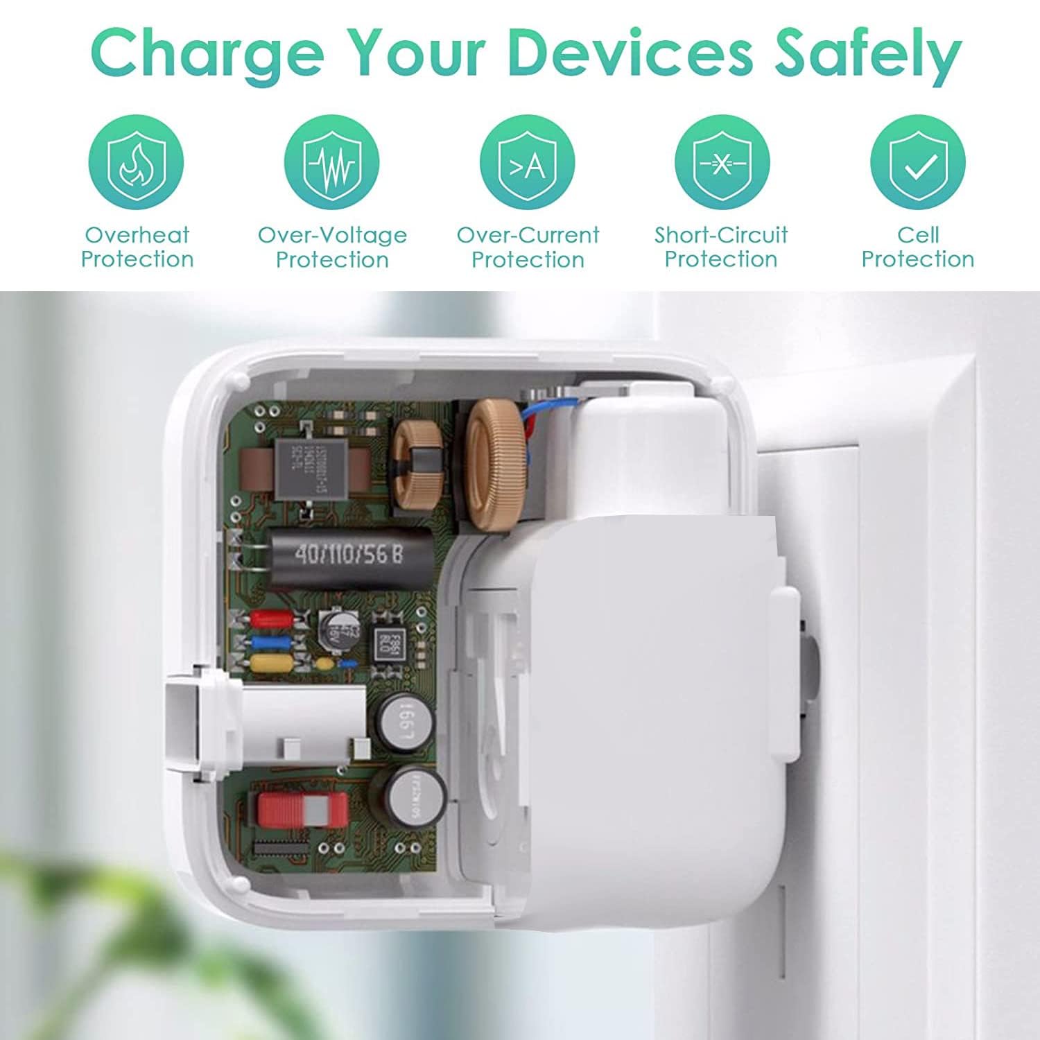 Nuinno charger with smart chip auto-recognition for iPad and iPhone.