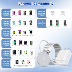 Nuinno magsafe-compatible charger aligns iPhone and AirPods for fast, secure charging.