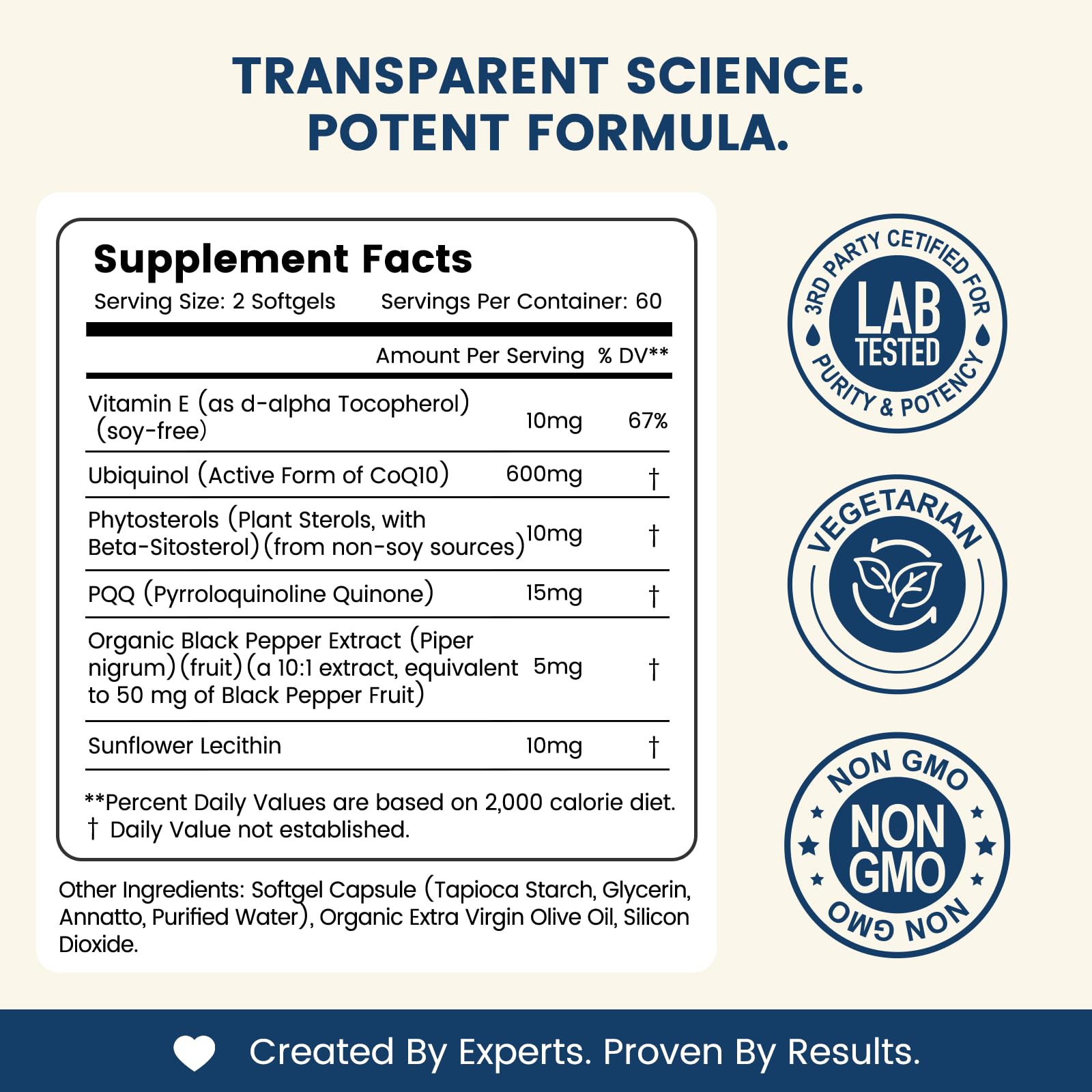 NUISM CoQ10 softgels close-up highlighting easy-to-swallow capsules