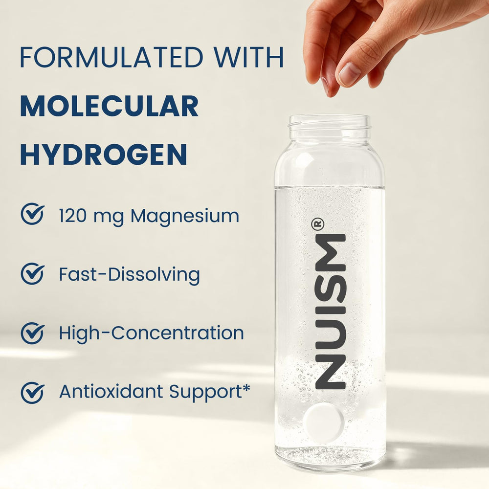 NUISM packaging box highlighting magnesium and hydrogen blend