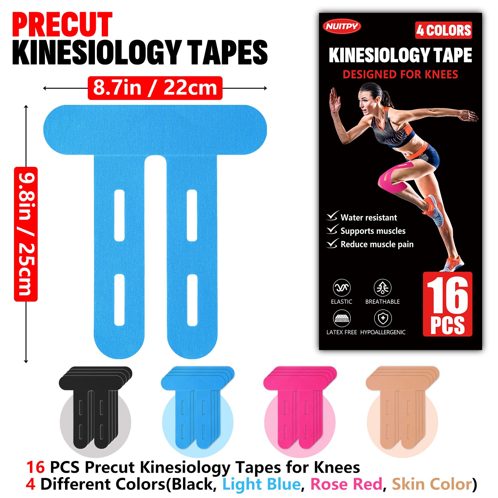 NUITPY knee tape four colors pack for versatile styling and fit