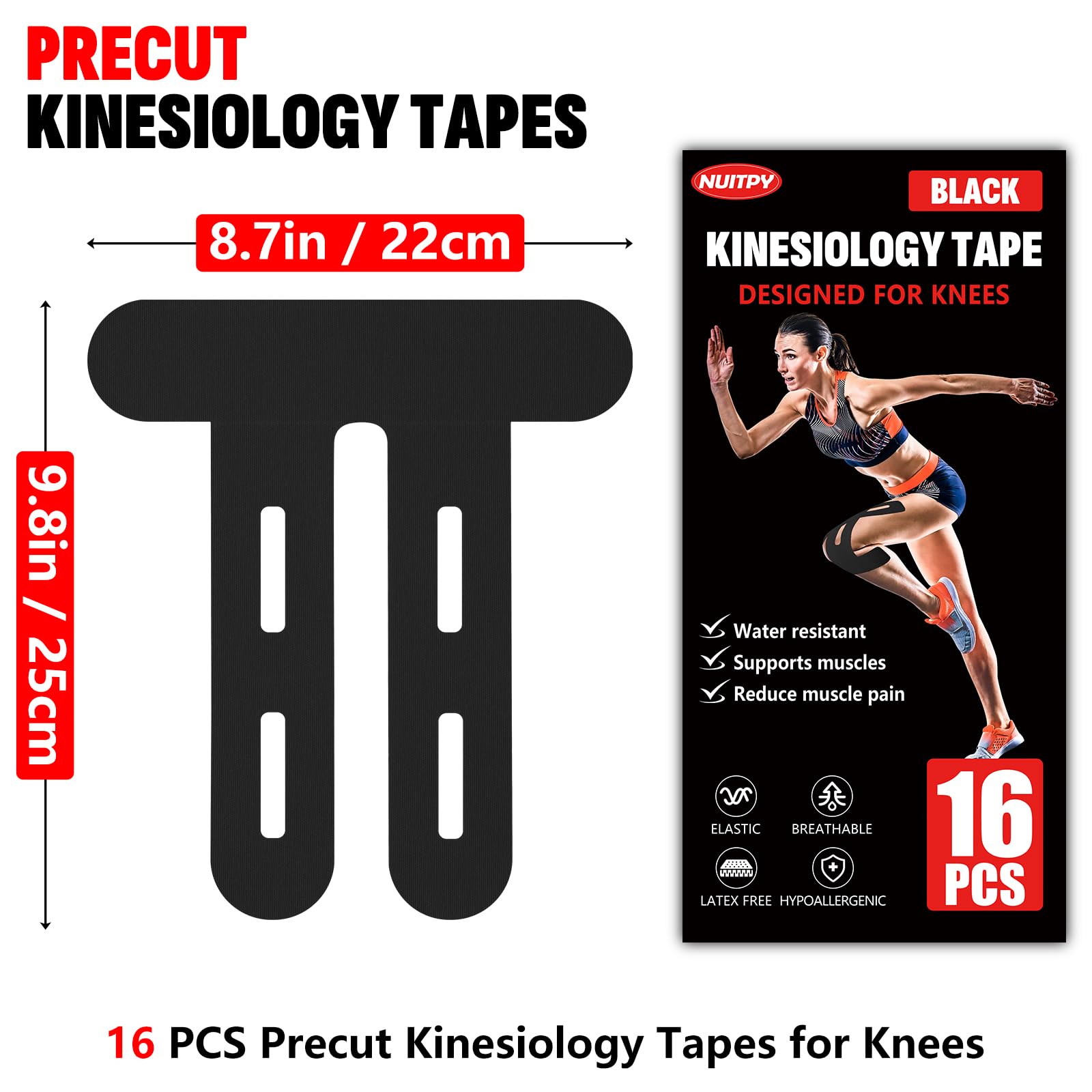 NUITPY pre-cut knee design for scissors-free, secure fit