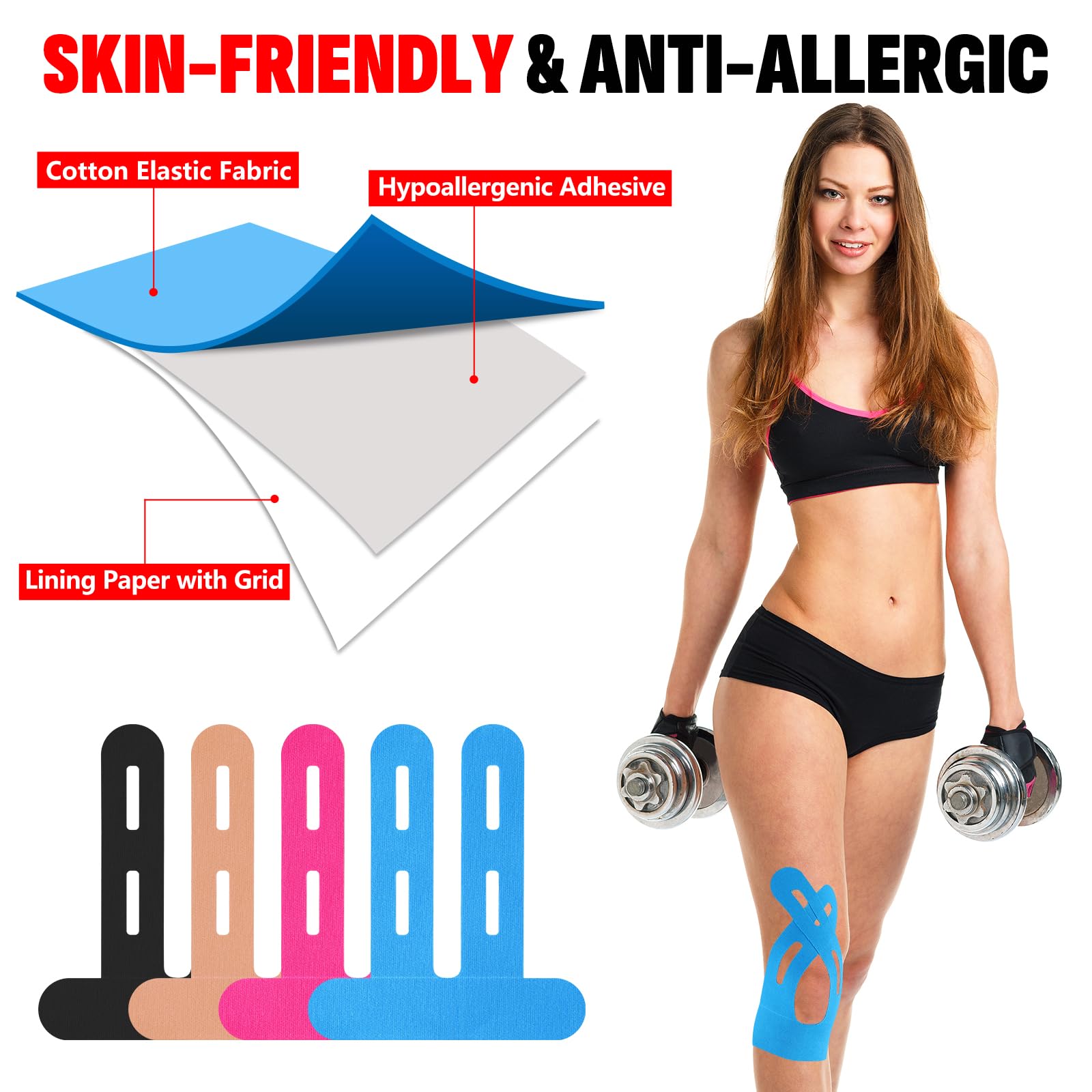 NUITPY knee tape with water ripple design enhances breathability