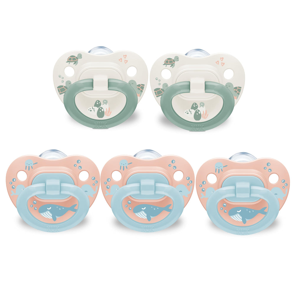 NUK First Choice Classic pacifier close-up of nipple design for natural oral development.