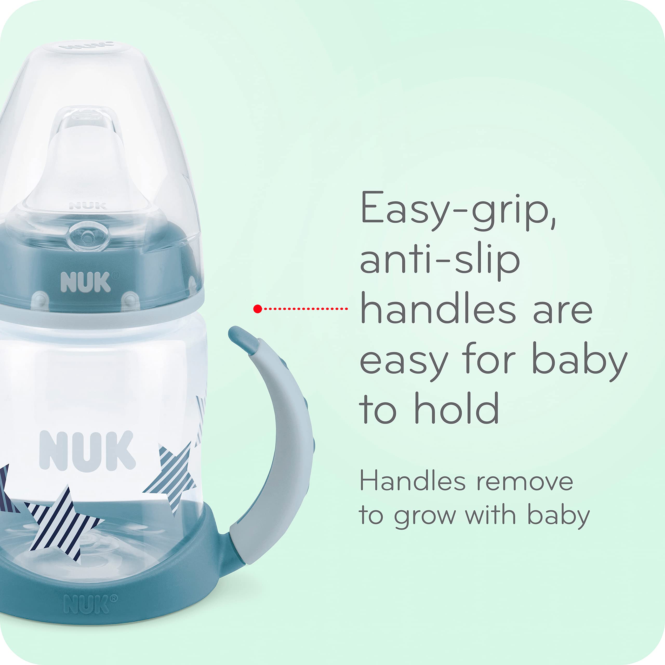 NUK Large Learner Cup air vent reduces swallowed air during sipping