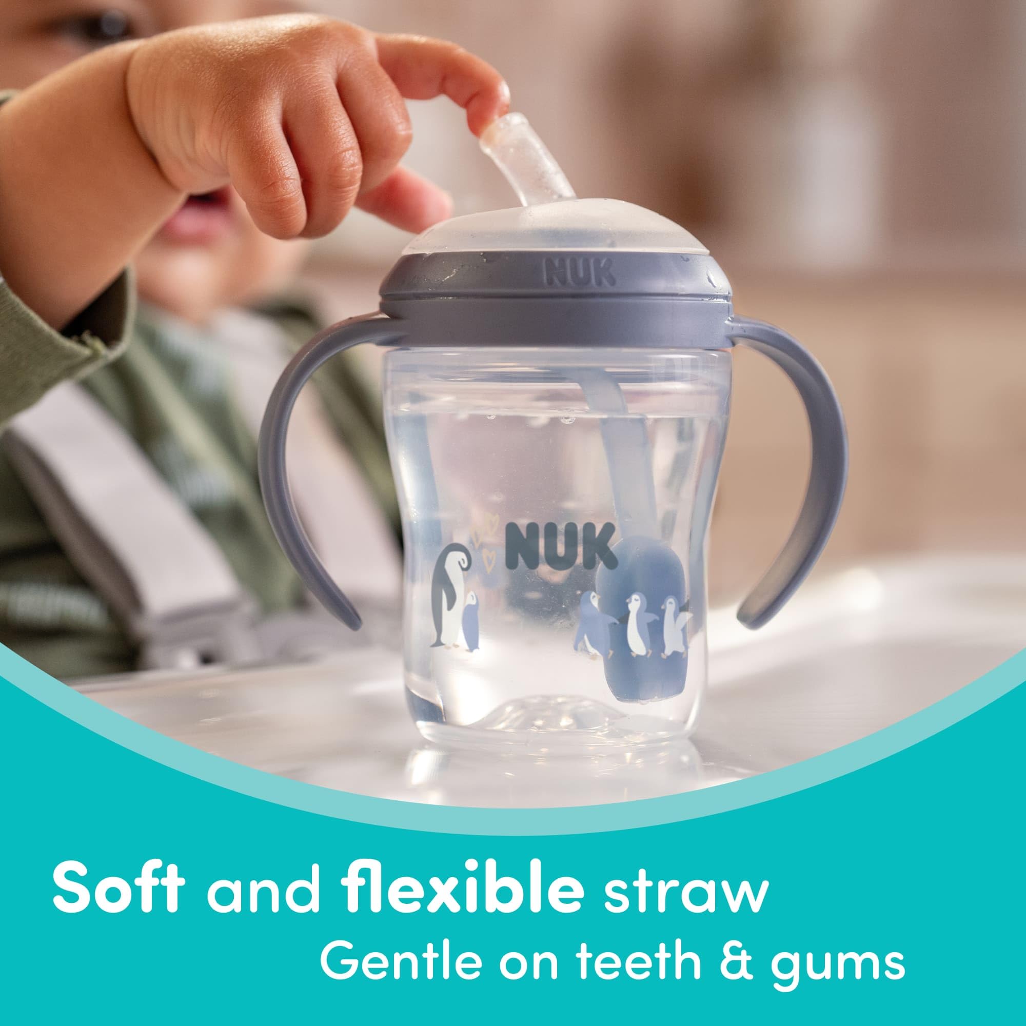 NUK learner cup easy-grip removable handles for little hands.