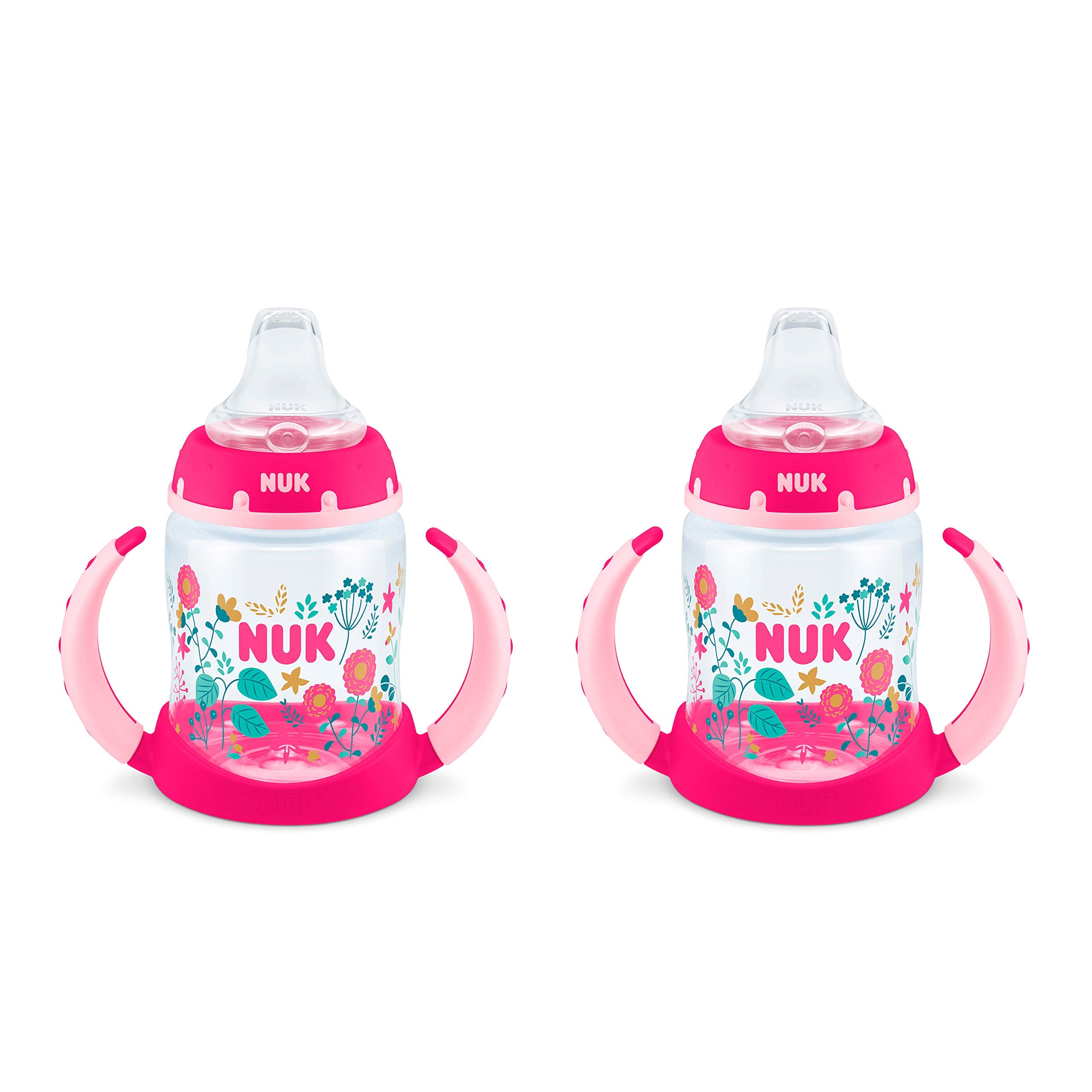 NUK Learner Cup Flowers spill-proof spout for mess-free sips.