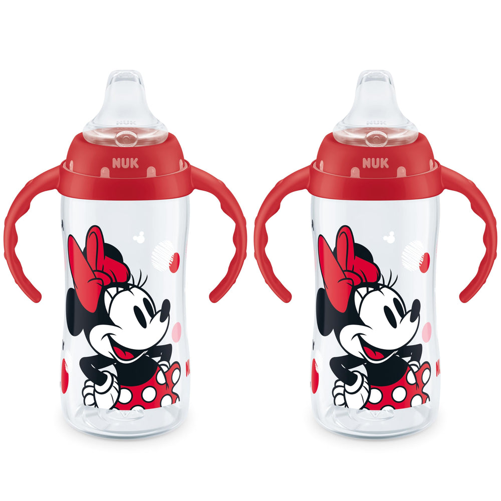 NUK Learner Cup Minnie Mouse soft spout for gentle sipping and a kid-friendly transition.