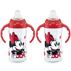 NUK Learner Cup Minnie Mouse soft spout for gentle sipping and a kid-friendly transition.