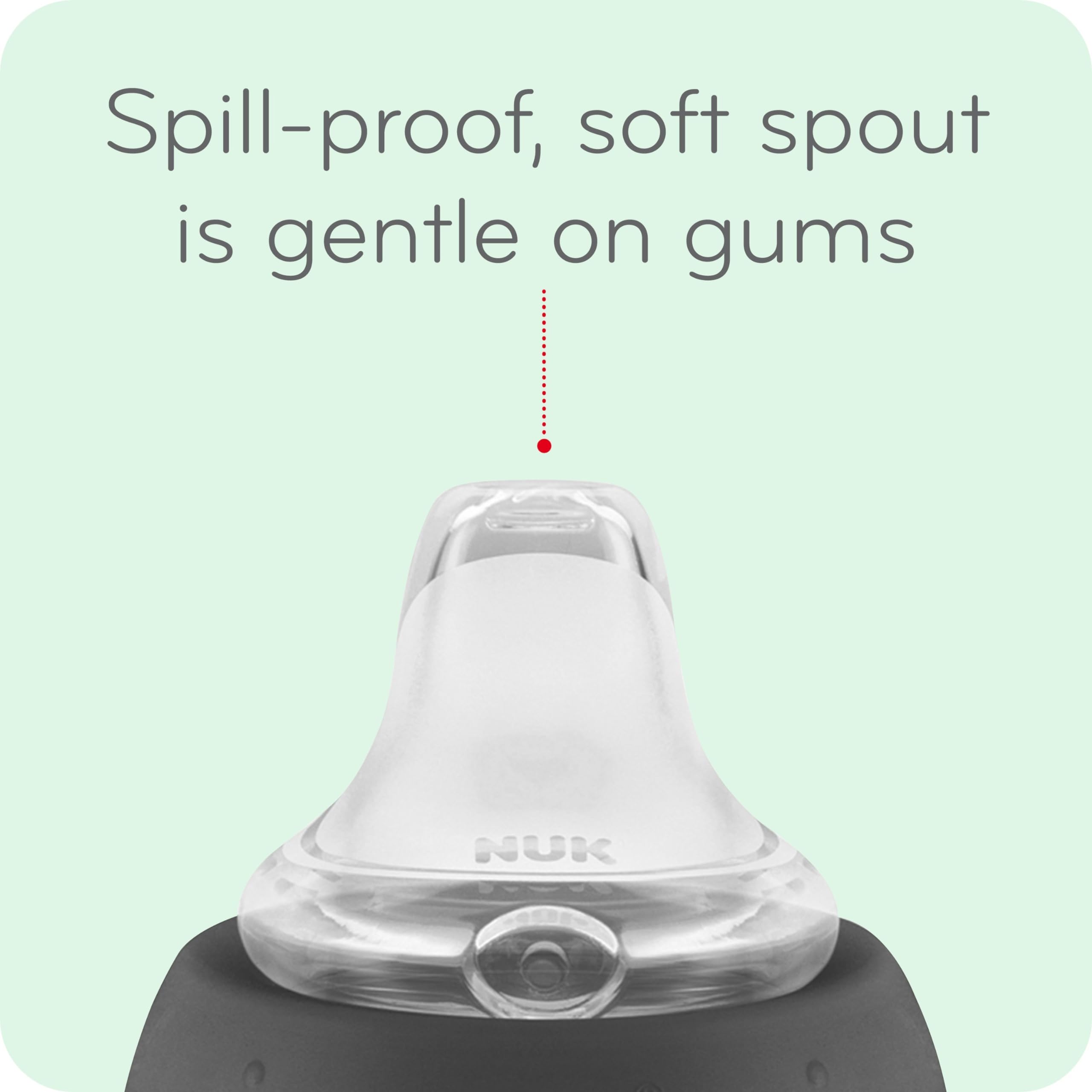NUK easy-grip handles help tiny hands hold cups securely.