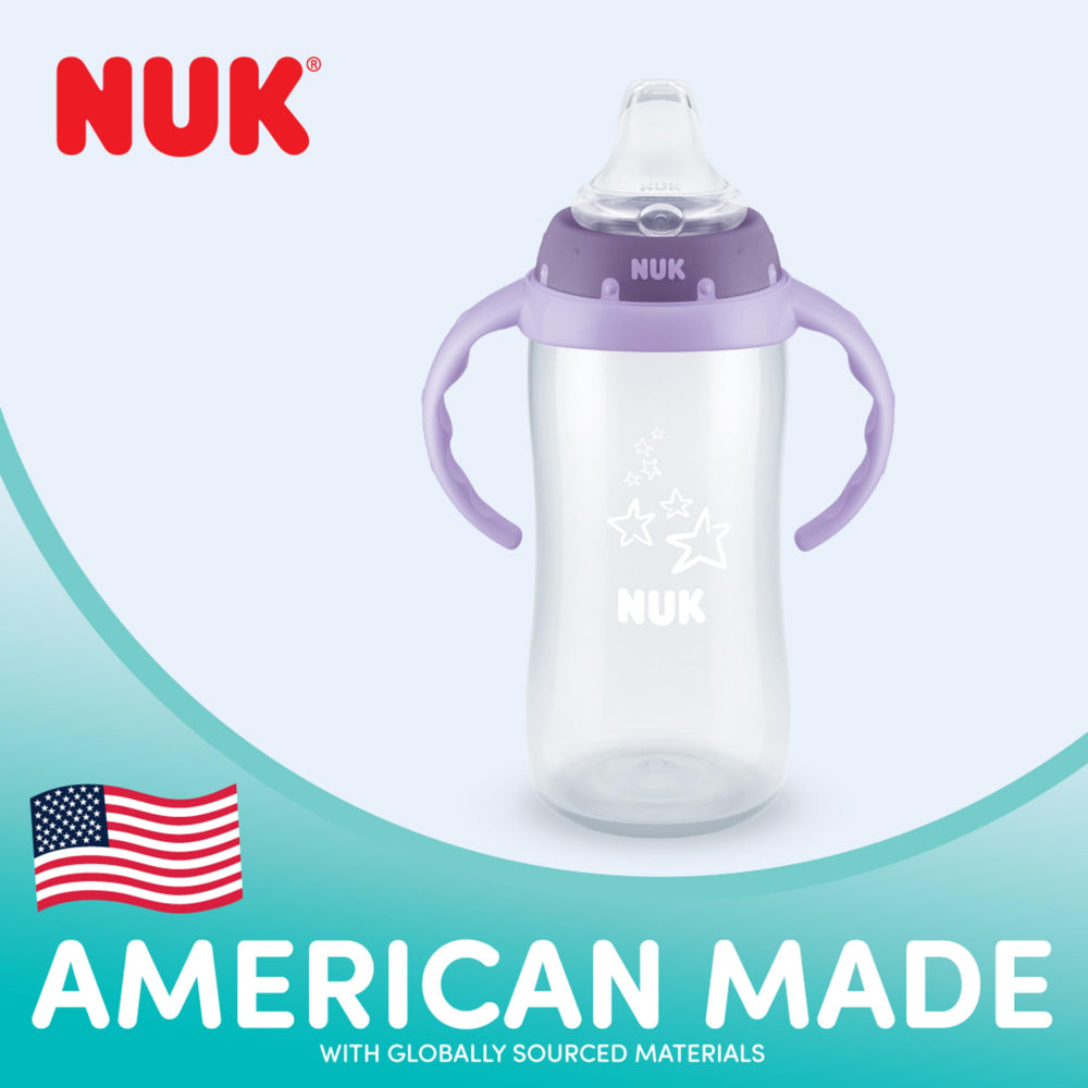 NUK Learner Straw Cup with soft silicone weighted straw supports sipping from any angle.