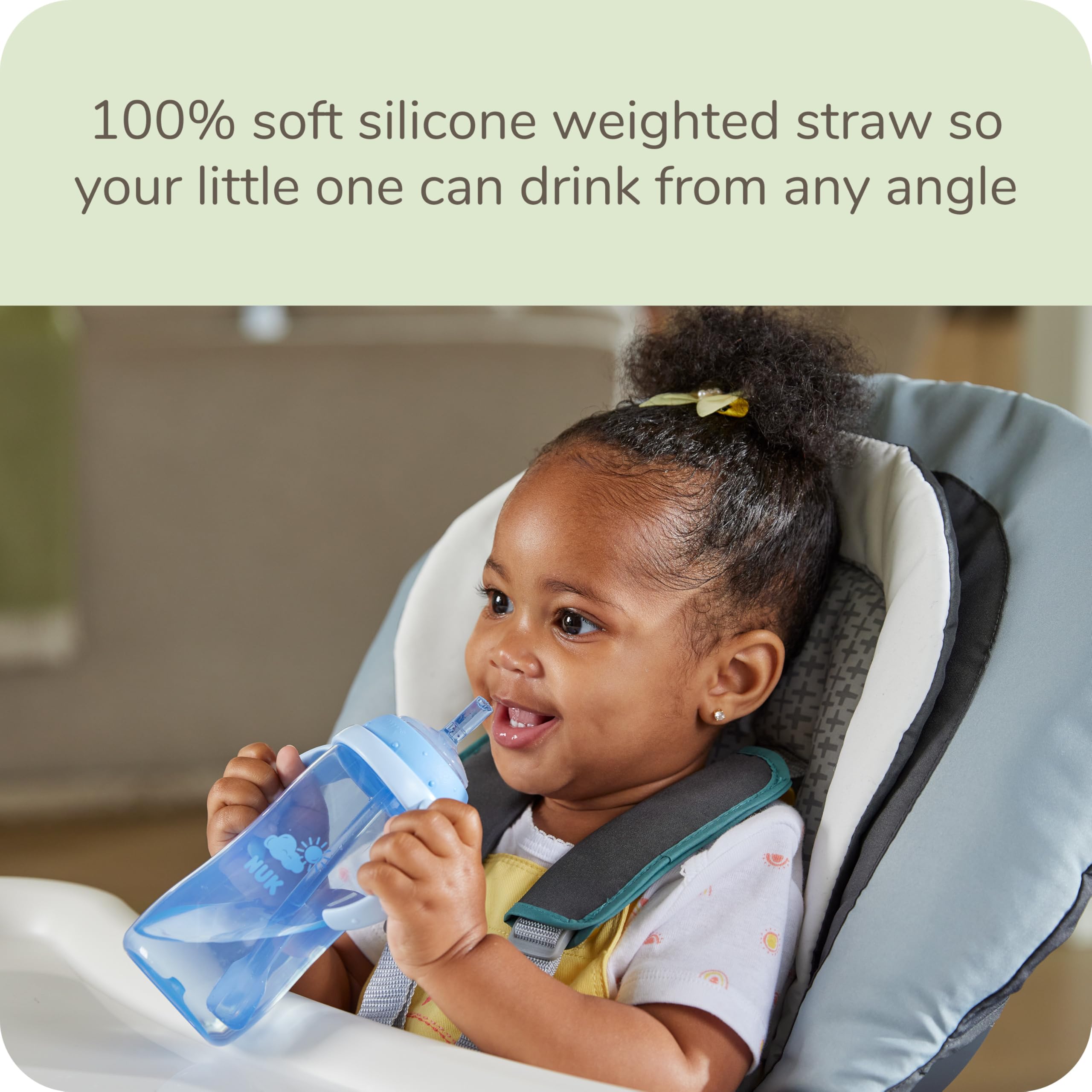 NUK Learner Straw Cup with weighted straw enables sipping from any angle