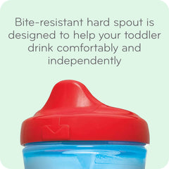 NUK Sesame Street cup shows spill-proof design for mess-free drink times.