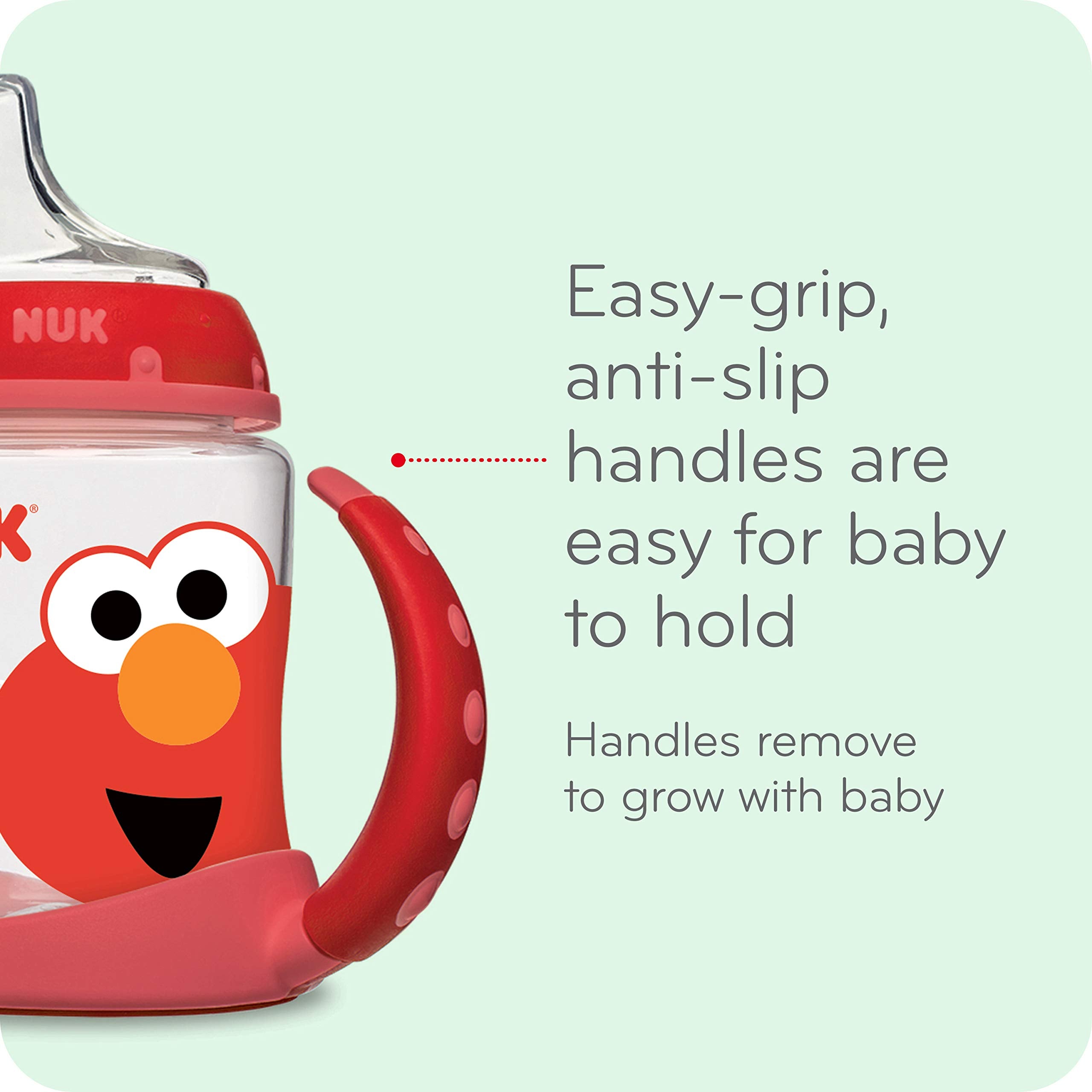 NUK Sesame Street Learner Cup Elmo with anti-slip handles for secure grip.