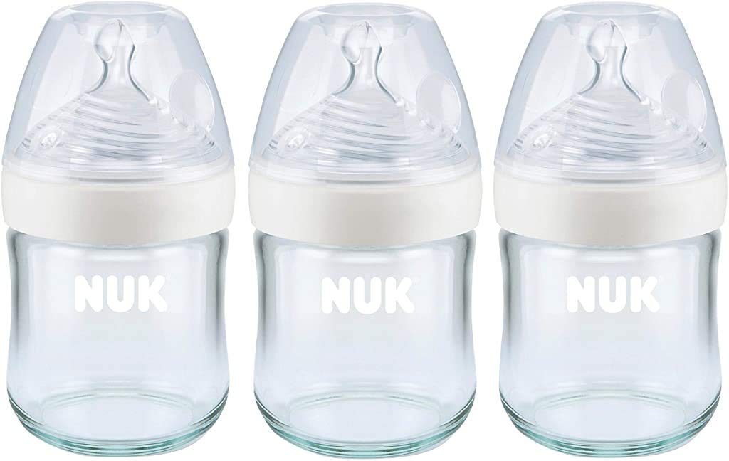 NUK Simply Natural glass bottle 4 oz with natural latch design for gentle feeding transitions