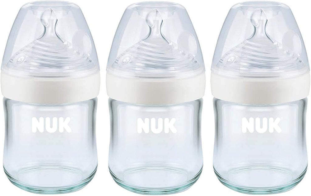NUK Simply Natural glass bottle 4 oz with natural latch design for gentle feeding transitions