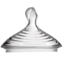 NUK Simply Natural nipple holes showcase flow options for different feeding speeds.