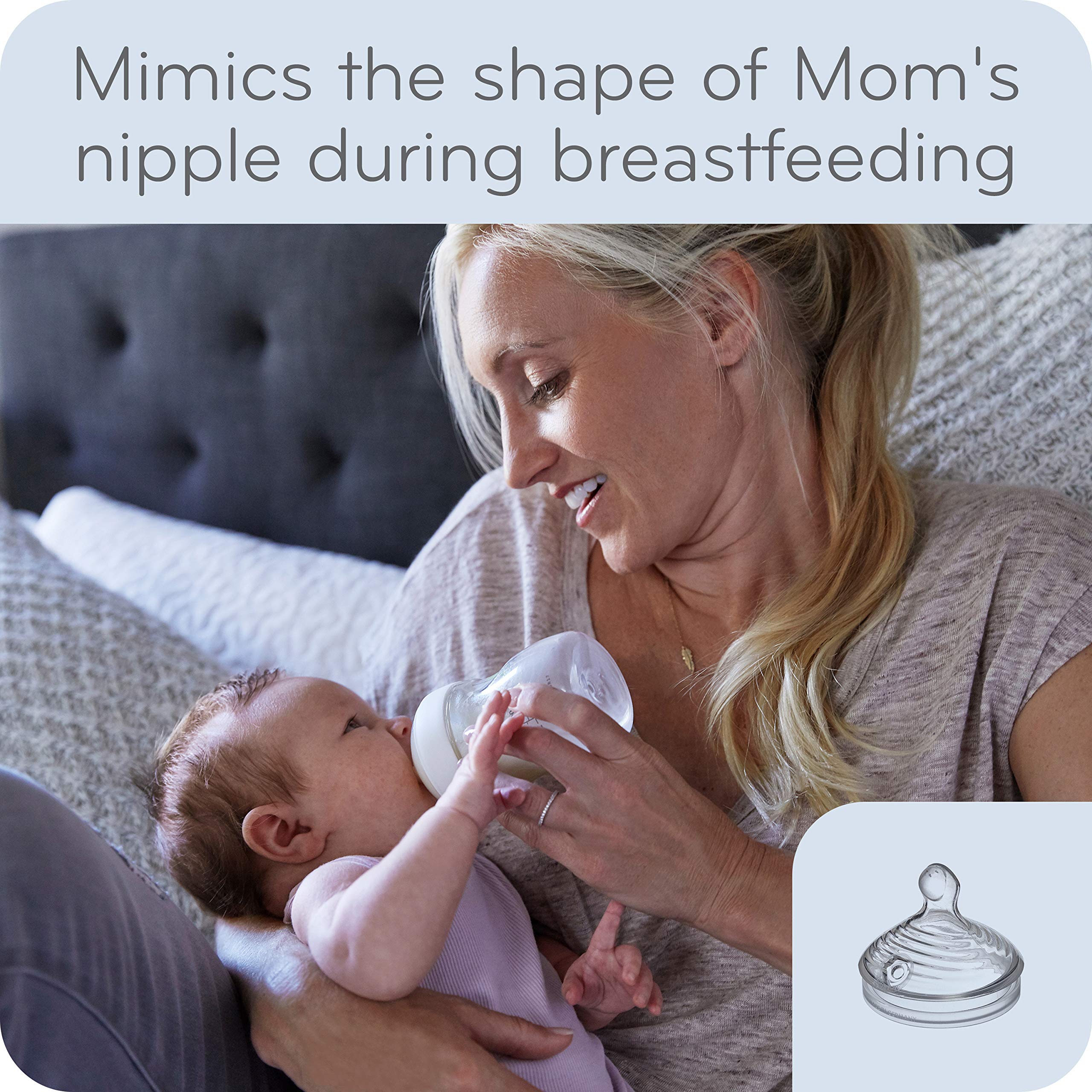 NUK Simply Natural 4 oz bottle with nine-hole nipple supports natural feeding flow