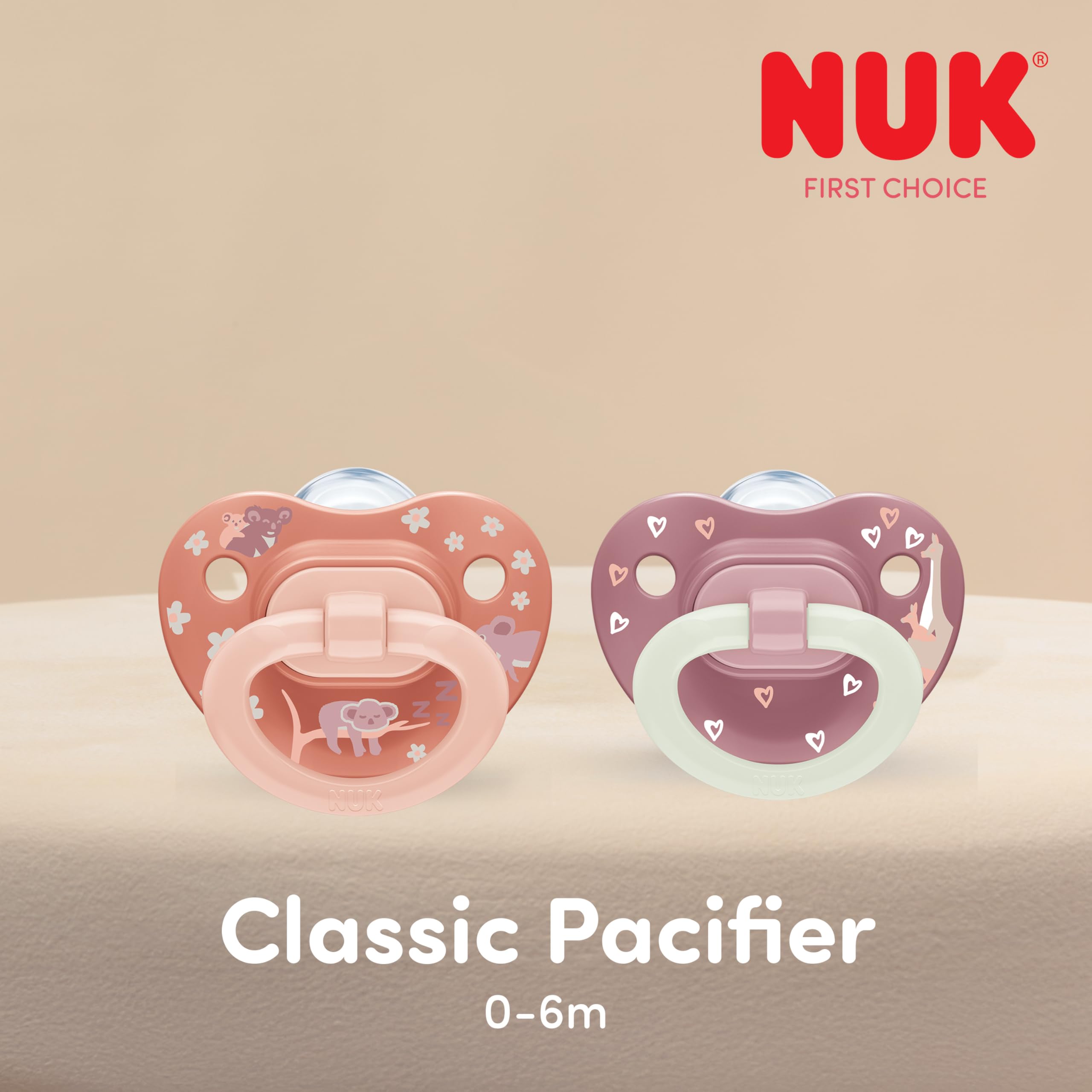 NUK pacifiers are top-rack dishwasher safe for easy cleaning.