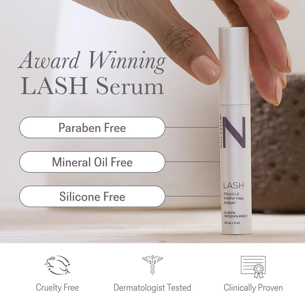 NULASTIN lash serum applicator applies along the upper lash line for targeted growth.