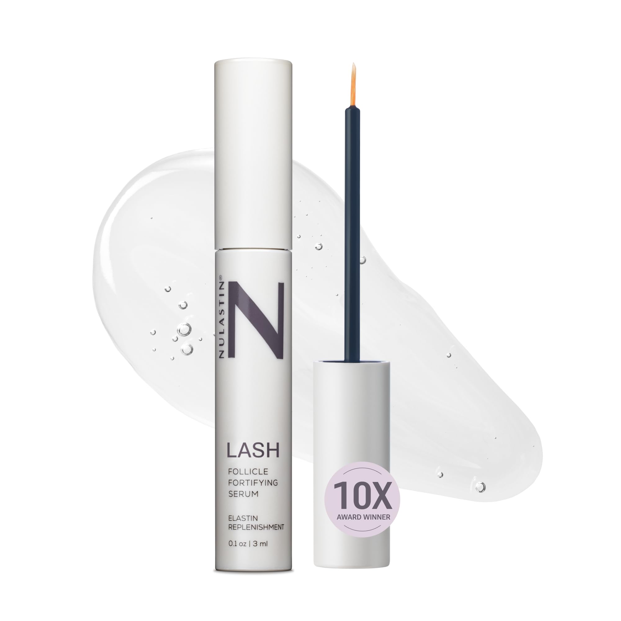NULASTIN Follicle Fortifying Lash Serum bottle promotes stronger, shinier lashes through elastin renewal.