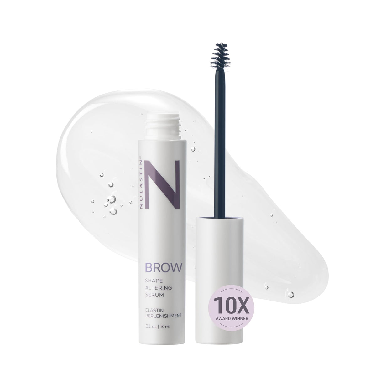 NULASTIN Shape Altering Eyebrow Serum bottle front for fuller-looking brows