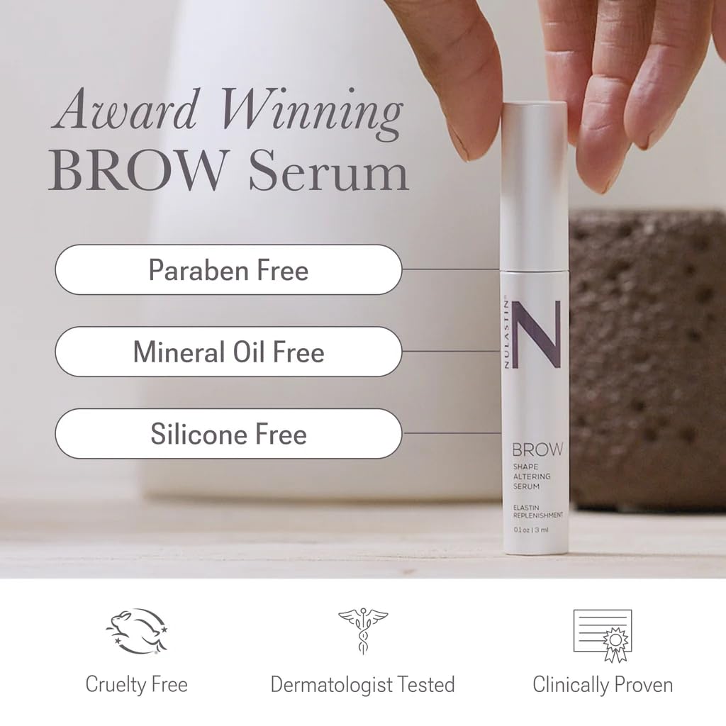 NULASTIN eyebrow serum brush applying to clean brows for even coverage