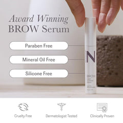 NULASTIN eyebrow serum brush applying to clean brows for even coverage