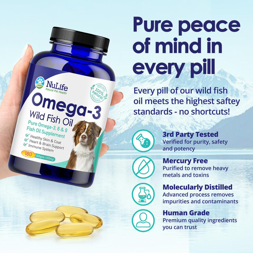 NuLife omega-3-6-9 for dogs provides balanced fatty acids for wellness
