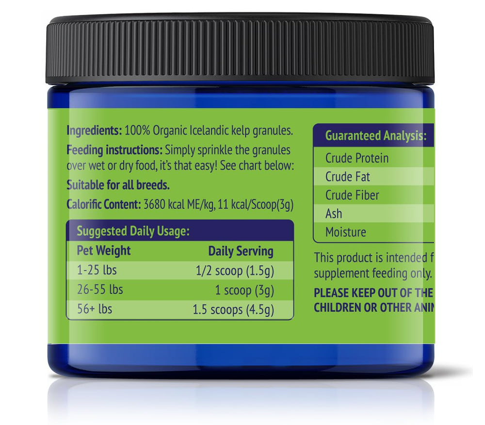 NuLife organic kelp formula highlighted on the label for natural care