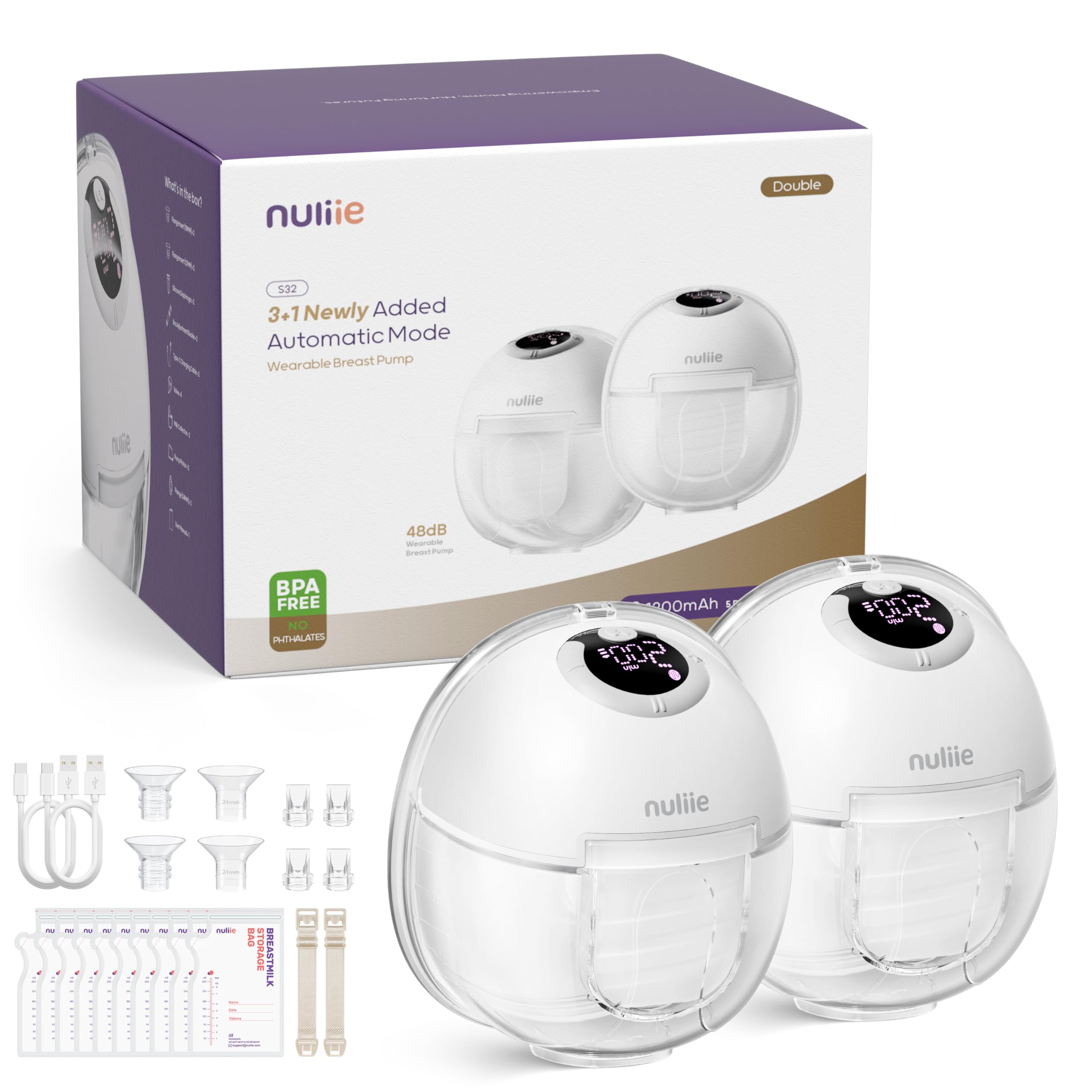 Nuliie S32 wearable pump compact design for hands-free use at home or work.