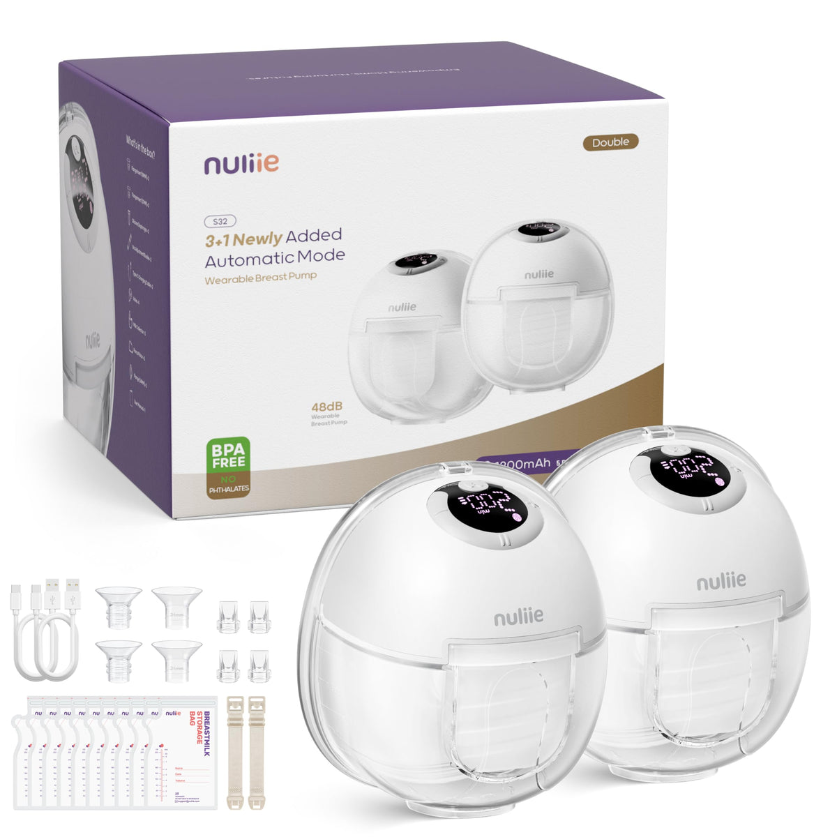 Nuliie S32 wearable pump compact design for hands-free use at home or work.