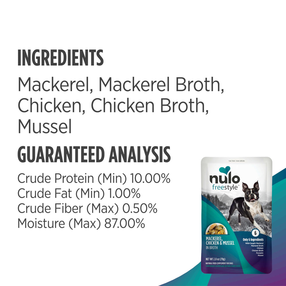 Nulo Freestyle no artificial preservatives topper, clean dog food option.