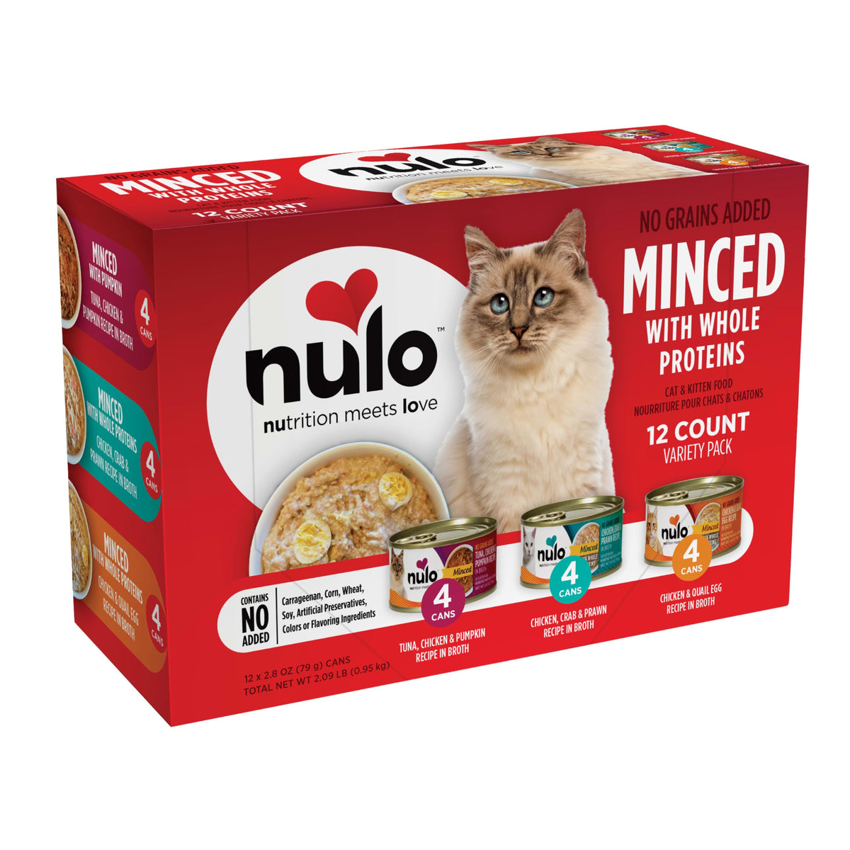 Nulo minced with whole proteins variety-pack cans provide a protein-forward meal option.