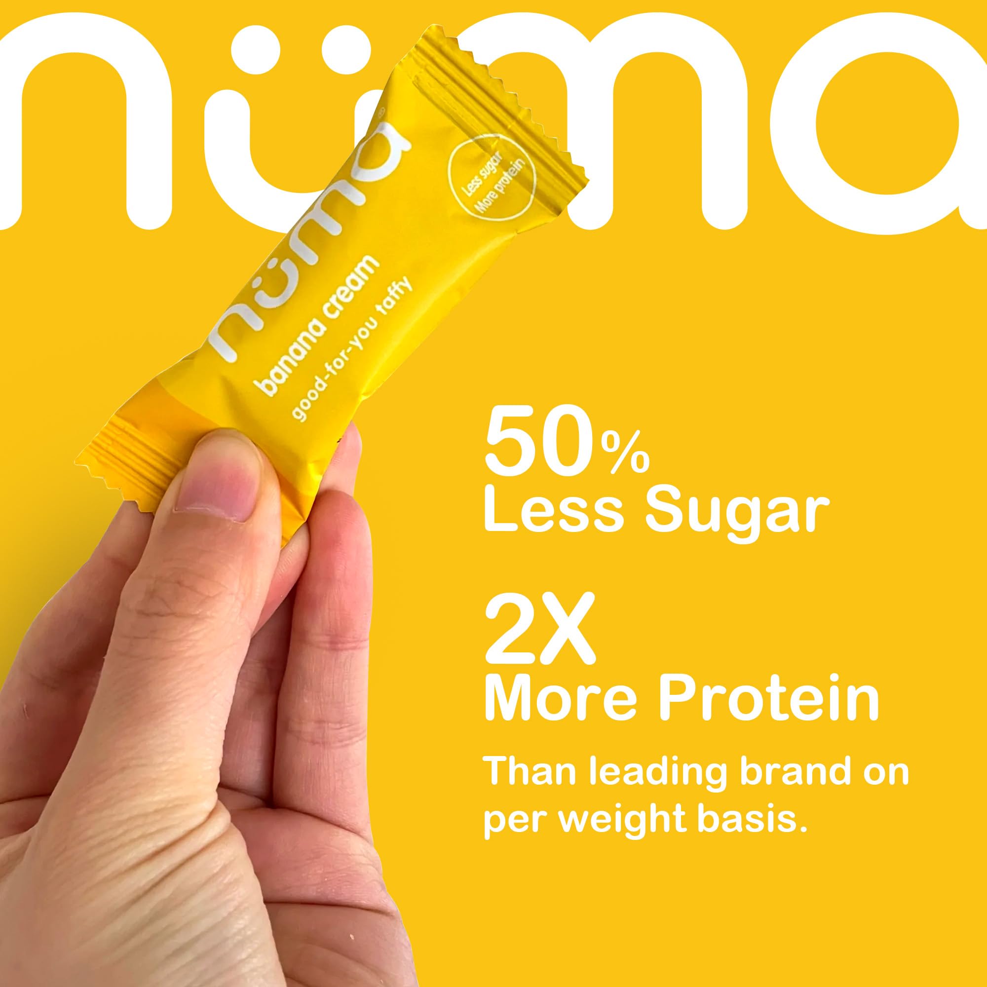 Close-up reveals creamy banana texture of Numa Banana Taffy.