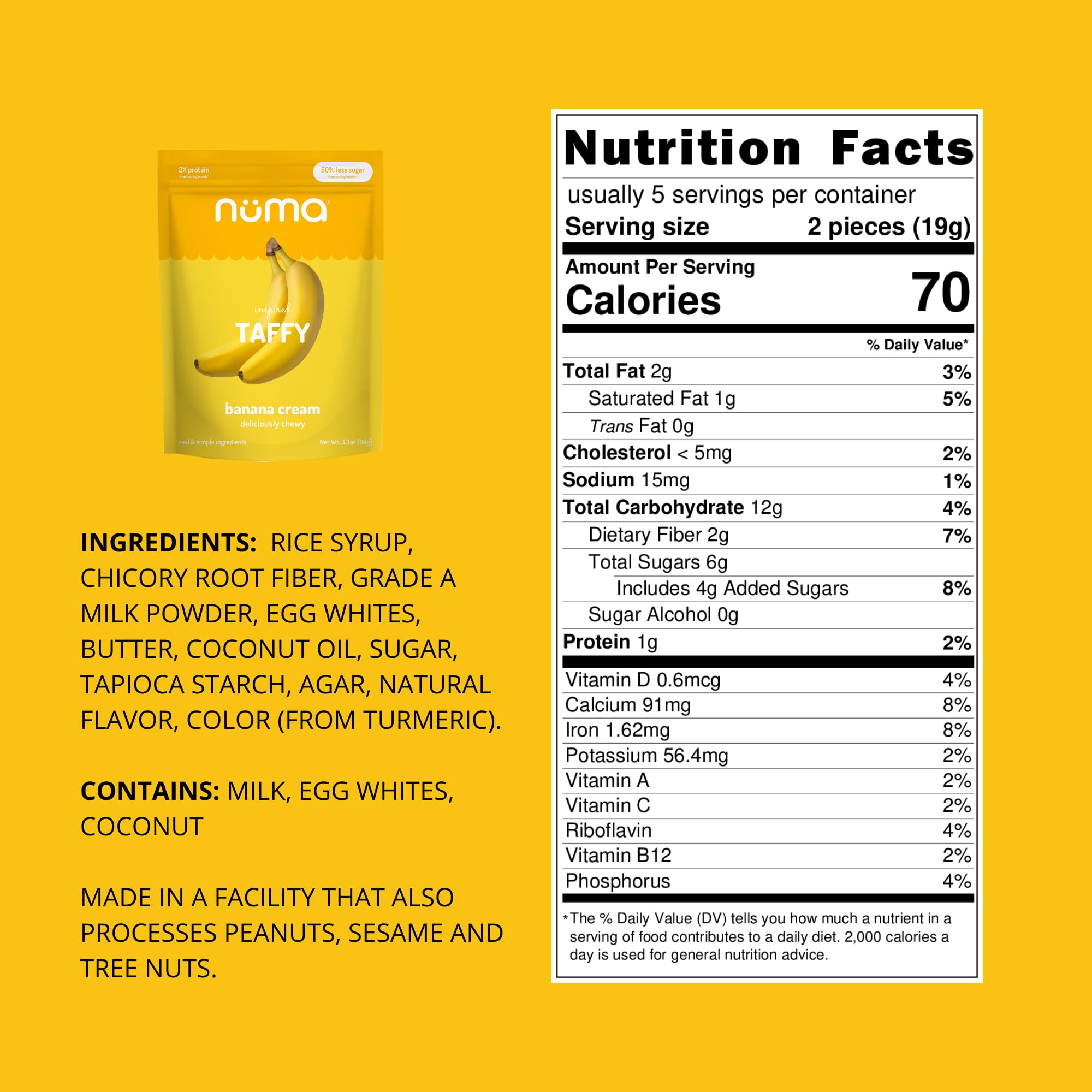 Travel-friendly bag of Numa Banana Taffy ready for trips.
