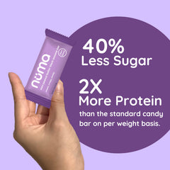 Numa Mini Peanut Butter Black Sesame Bar individually wrapped for portable office or gym snacks.