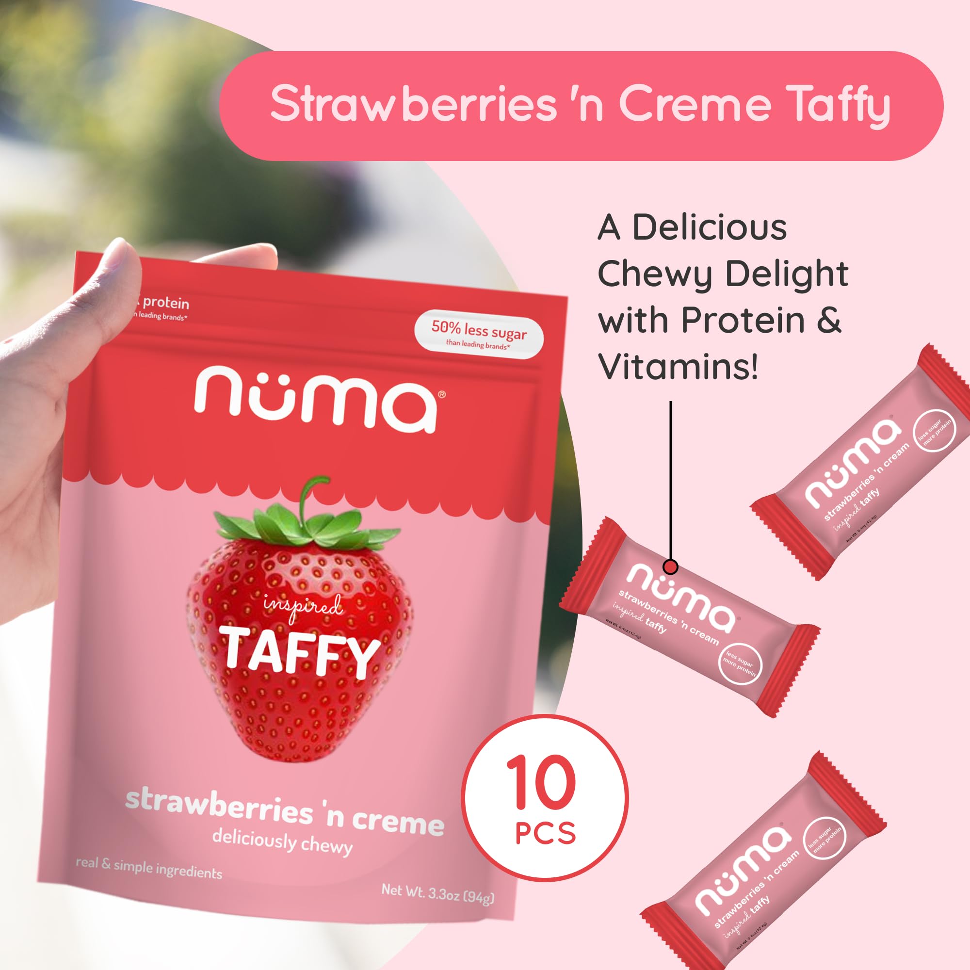 Ingredients list on Numa packaging highlights all-natural, gluten-free options.