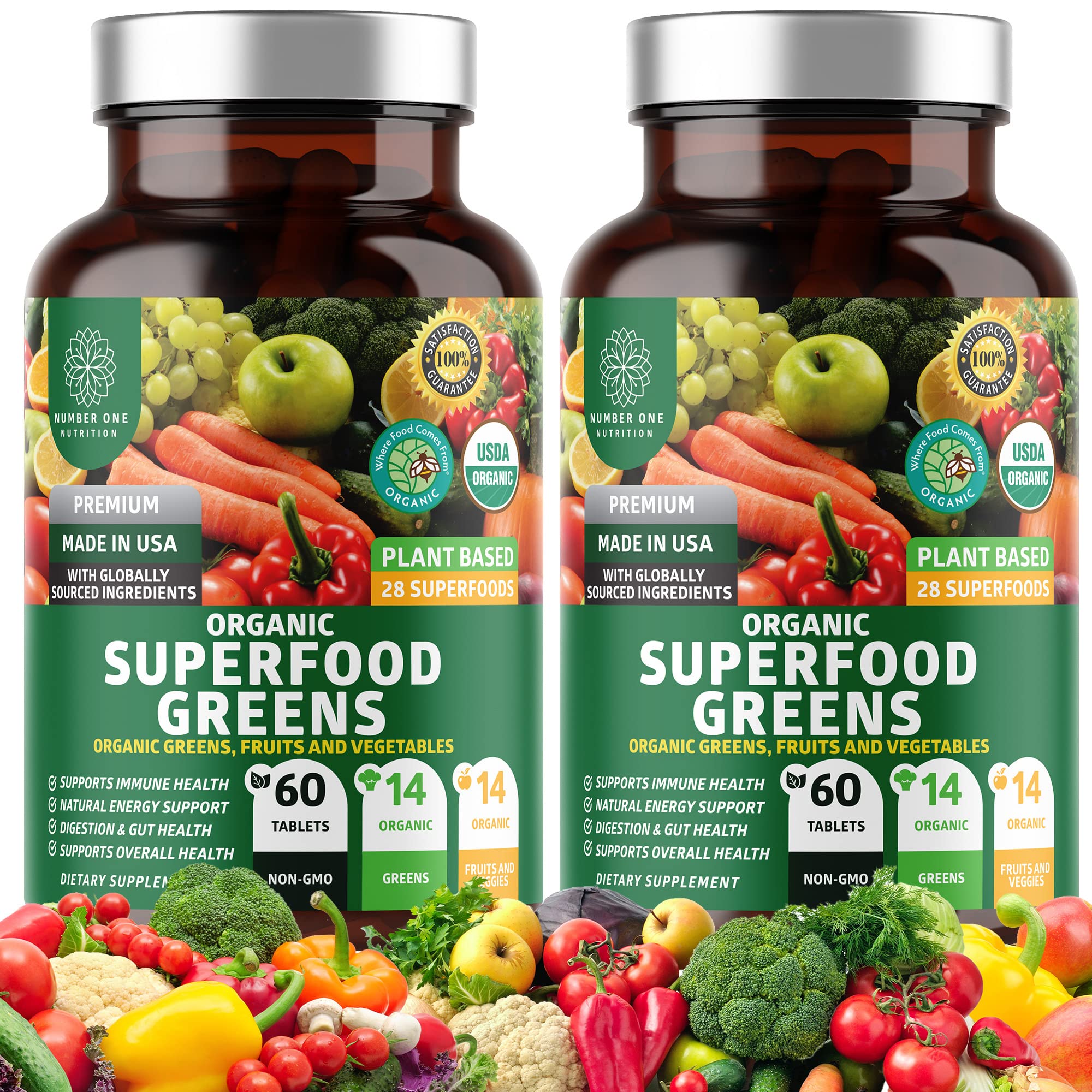 Number One Nutrition N1N Green Superfood 2-pack front view for daily energy support.