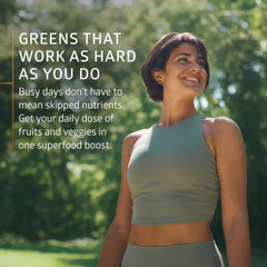 Number One Nutrition organic greens tablet showing broccoli and kale for digestive wellness.