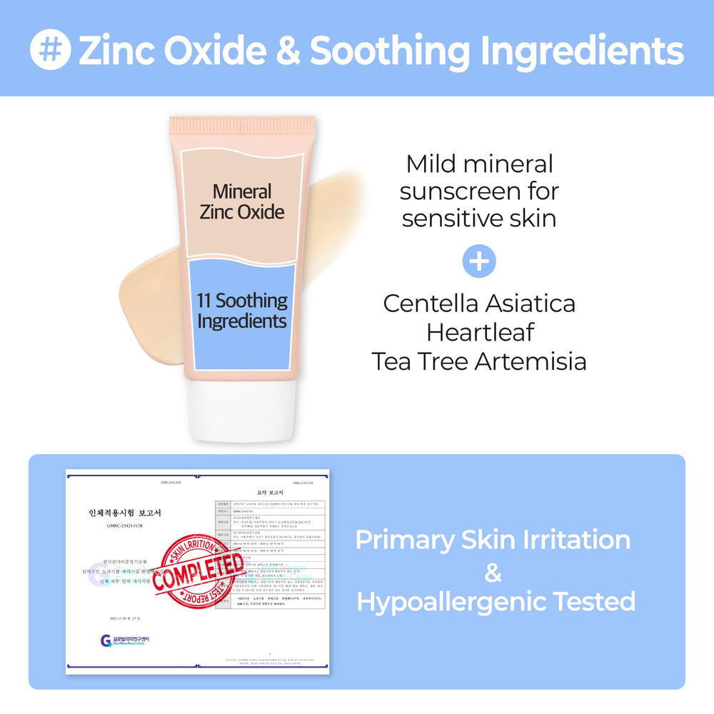 Numbuzin No.3 ingredients graphic highlights zinc oxide and centella.