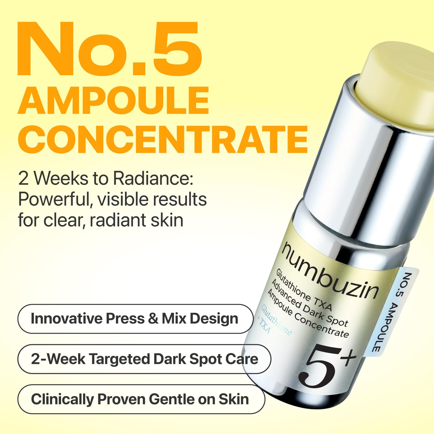 Numbuzin No.5 dark-spot ampoule application on uneven skin tone.