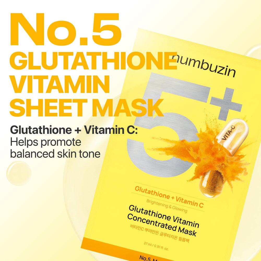 Numbuzin No.5 sheet mask closeup glow highlighting radiant look