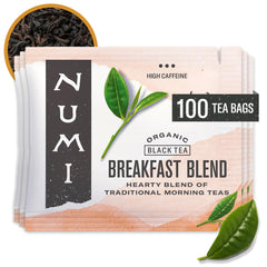 Numi Breakfast Blend box showcases premium organic tea for a flavorful morning.