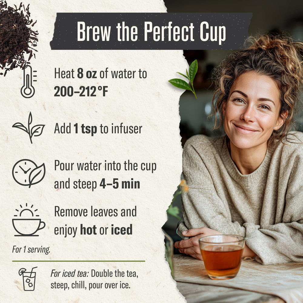 Numi Breakfast Blend tea full leaf ingredients highlight premium quality and clean brew.