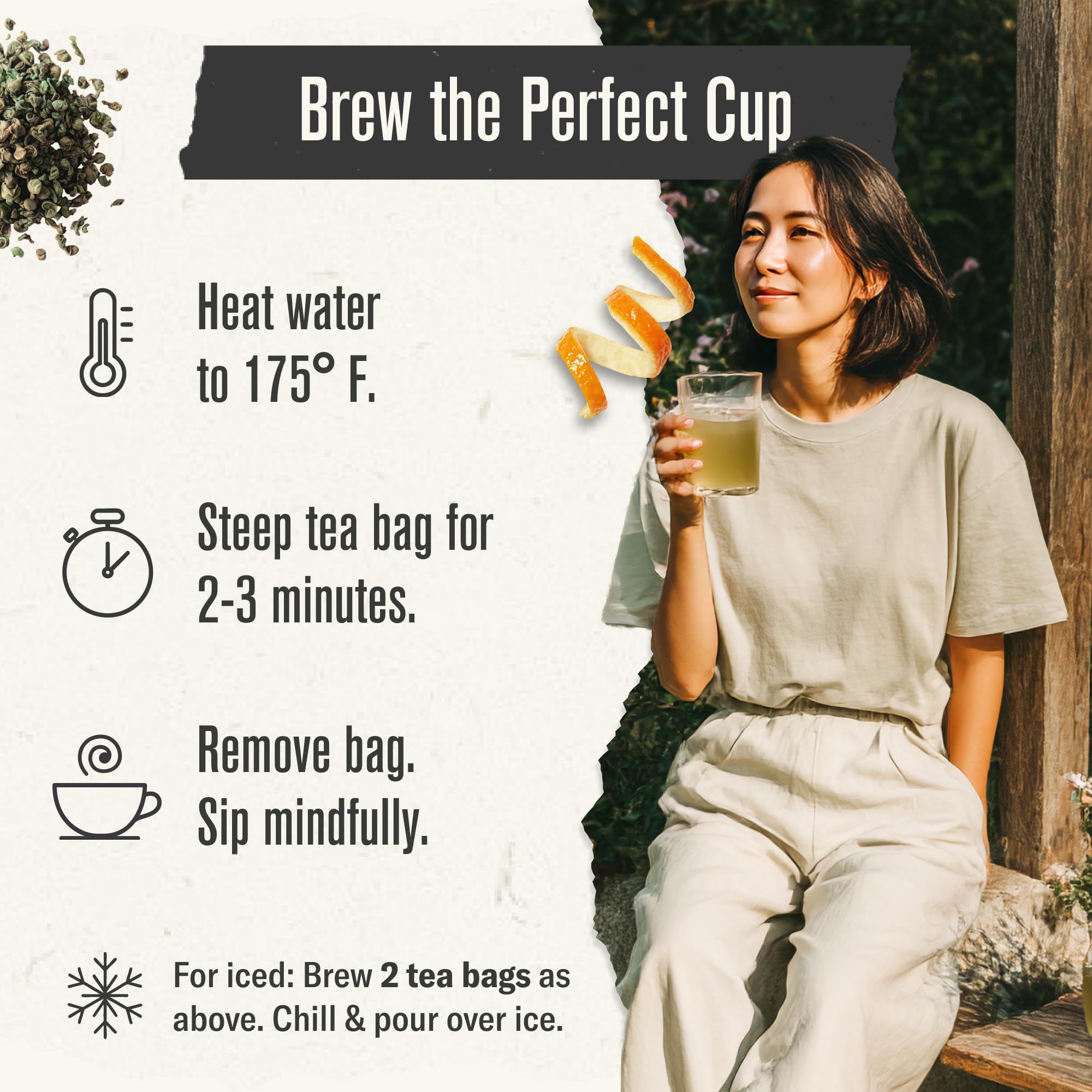Pouring NumI tea into a cup reveals inviting aroma and color.