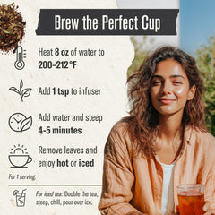 Numi Rooibos Chai cup pour shows deep red-gold infusion.