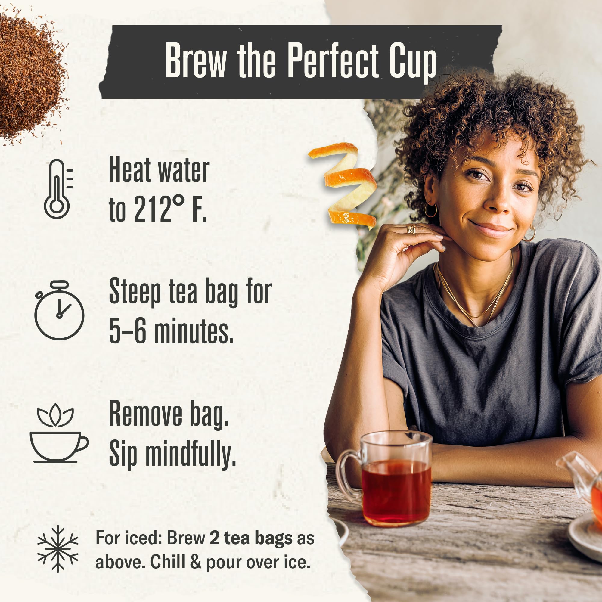 Numi Rooibos vanilla note close-up reveals natural sweetness.
