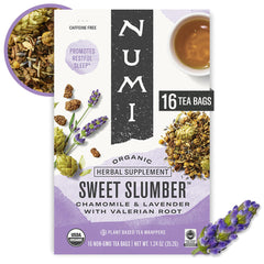 Numi Sweet Slumber tea box with calming blend inviting a peaceful evening routine